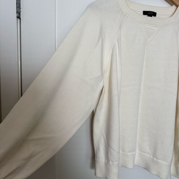 J Crew Sweater Womens Sz XL Ivory Knit Cotton Cashmere Pullover Preppy Comfort - Picture 4 of 12